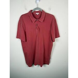 James Perse Polo Shirt Size 3 Large Sueded Jersey Red Pigment Supima Cotton